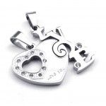 Charming Hearts Titanium Couples Pendant Necklace (Free Chain)(One Pair)