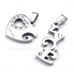 Charming Hearts Titanium Couples Pendant Necklace (Free Chain)(One Pair)