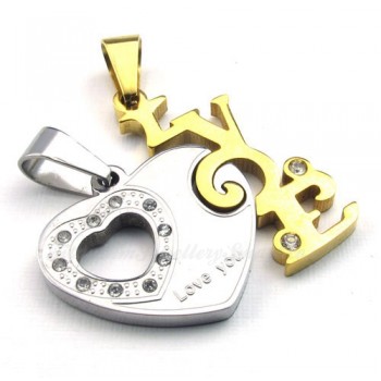 Fashion Titanium Couples Hearts Pendant Necklace (Free Chain)(One Pair)