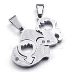 Titanium Couples Two Hearts Pendant Necklace (Free Chain)(One Pair)