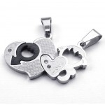 Titanium Couples Two Hearts Pendant Necklace (Free Chain)(One Pair)