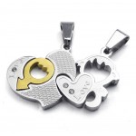 Titanium Couples Two Hearts Pendant Necklace (Free Chain)(One Pair)