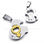 Titanium Couples Two Hearts Pendant Necklace (Free Chain)(One Pair)