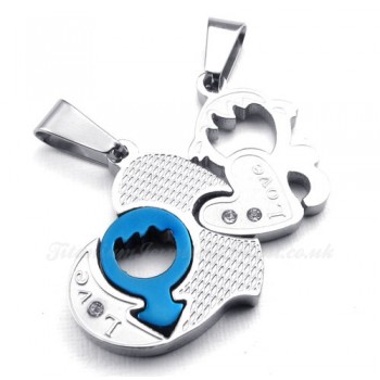 Titanium Couples Two Hearts Pendant Necklace (Free Chain)(One Pair)