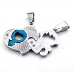 Titanium Couples Two Hearts Pendant Necklace (Free Chain)(One Pair)