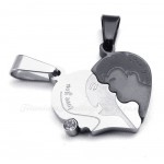 Titanium Couples Broken Hearts Pendant Necklace (Free Chain)(One Pair)