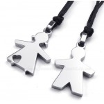 His & Hers Silver Titanium Pendant Necklace (Free Chain)(One Pair)
