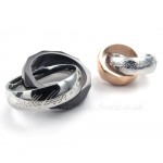 Titanium Double Interlocking Rings Pendant Necklace (Free Chain)(One Pair)