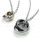 Titanium Double Interlocking Rings Pendant Necklace (Free Chain)(One Pair)