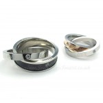 Worship Love Titanium Interlocking Rings Couples Pendant Necklace (Free Chain)(One Pair)