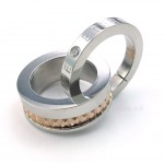 Titanium Lovers Interlocking Circles Pendant Necklace (Free Chain)(One Pair)