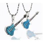 1 Pair Titanium Steel Couples Necklace Pendants Guitar