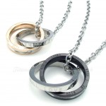 Titanium Interlocking Circles Couples Pendant Necklace (Free Chain)(One Pair)