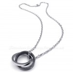 Titanium Interlocking Circles Couples Pendant Necklace (Free Chain)(One Pair)