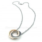 Titanium Interlocking Circles Couples Pendant Necklace (Free Chain)(One Pair)