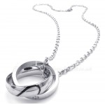 Couples Titanium Interlocking Circles Pendant Necklace (Free Chain)(One Pair)
