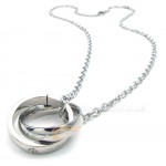 Couples Titanium Interlocking Circles Pendant Necklace (Free Chain)(One Pair)