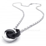Titanium Interlocking Circles Couples Pendant Necklace (Free Chain)(One Pair)