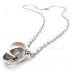 Titanium Interlocking Circles Couples Pendant Necklace (Free Chain)(One Pair)