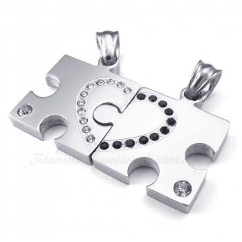 Titanium Sign Couples Pendant Necklace (Free Chain)(One Pair)