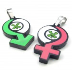 Boy And Girls Titanium Symbol Pendant Necklace (Free Chain)(One Pair)