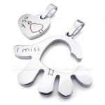 Couples Titanium Hand Pendant Necklace (Free Chain)(One Pair)