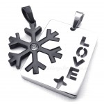 Titanium Black Snowflake Couples Pendant Necklace (Free Chain)(One Pair)