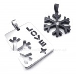 Titanium Black Snowflake Couples Pendant Necklace (Free Chain)(One Pair)