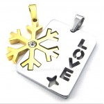 Couples Titanium Gold Snowflake Pendant Necklace (Free Chain)(One Pair)