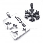 Couples Titanium Gold Snowflake Pendant Necklace (Free Chain)(One Pair)