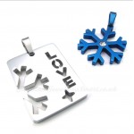 Titanium Couples Blue Snowflake Pendant Necklace (Free Chain)(One Pair)