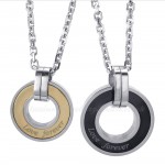 Titanium Circles Couples Pendant Necklace (Free Chain)(One Pair)