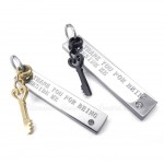 Titanium Key Couples Pendant Necklace (Free Chain)(One Pair)