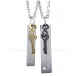 Titanium Key Couples Pendant Necklace (Free Chain)(One Pair)