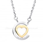 Titanium Sart And Hearts Couples Pendant Necklace (Free Chain)(One Pair)