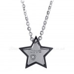 Titanium Five-pointed Star Couples Pendant Necklace (Free Chain)(One Pair)