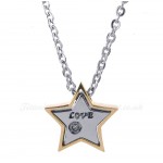 Titanium Five-pointed Star Couples Pendant Necklace (Free Chain)(One Pair)
