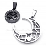 Titanium Moon And Stars Couples Pendant Necklace (Free Chain)(One Pair)