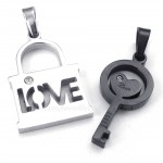 Titanium Black Key Couples Pendant Necklace (Free Chain)(One Pair)