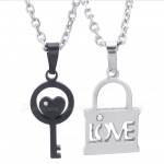 Titanium Black Key Couples Pendant Necklace (Free Chain)(One Pair)