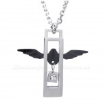 Fashion Titanium Wings Hearts Couples Pendant Necklace (Free Chain)(One Pair)