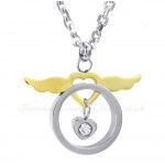 Fashion Titanium Wings Hearts Couples Pendant Necklace (Free Chain)(One Pair)