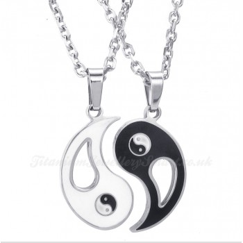 Titanium Tai Chi Couples Pendant Necklace (Free Chain)(One Pair)