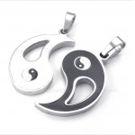 Titanium Tai Chi Couples Pendant Necklace (Free Chain)(One Pair)