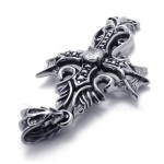Titanium Cross Pendant Necklace With White Zircon (Free Chain)