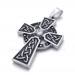 Titanium Cross Pendant Necklace With Zircon (Free Chain)