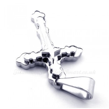 Three Tier Titanium Cross Pendant Necklace (Free Chain)