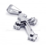 Three Silver Titanium Cross Pendant Necklace (Free Chain)