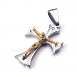 Women's Gold Titanium Cross Pendant Necklace  (Free Chain)