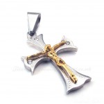 Women's Gold Titanium Cross Pendant Necklace  (Free Chain)